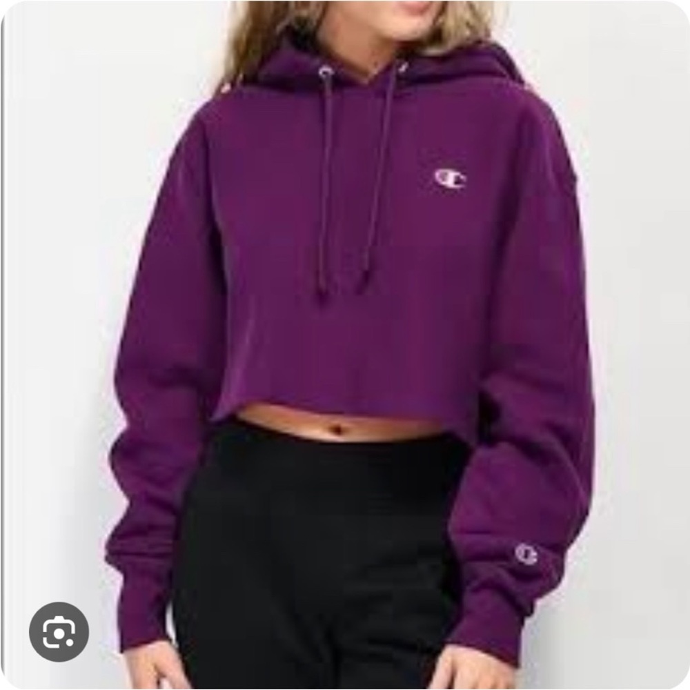 NWT Champion Cropped Hoodie Sweatshirt Long Sleeve Size Large